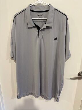 adidas Men's Grey Performance Polo with Black Trim